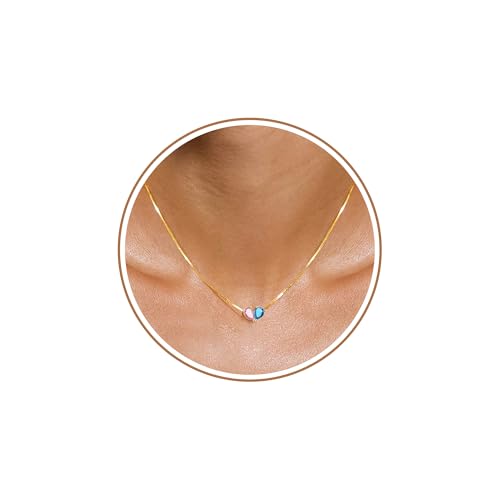 Birthstone Necklace for Women Dainty Gold Necklace with 2 Birthstone Christmas Stocking Stuffers Teen Girl Gifts Trendy Stuff Birthday Gift Moms 2025 Graduation Gift Adjustable Anniversary Jewelry for Daughter Girlfriend Friend