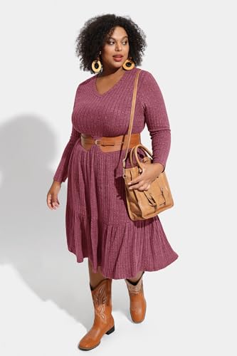 Image of RITERA Plus Size Dresses for Curvy Women Summer Spring Womens Dress V Neck Short Sleeve Casual Dress with Pockets XL-5XL