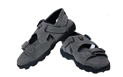 Image of Men's Suede Sports Sandals | Adjustable Strap Design | Lightweight Airmix Sole | Comfortable Sandals | Anti-Slip Casual Footwear | Dark Grey-9