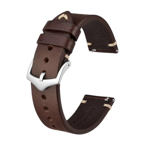 Correa de reloj de 20mm a 24mm de piel de vaca auténtica Crazy Horse pulsera de hombre