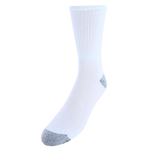 Men's Half Cushion Cotton Crew Socks (Pack of 10), White