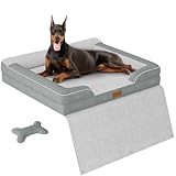 CWAWZ XXL Dog Beds for Extra Large Dogs, Giant Orthopedic Dog Sofa with Cooling Gel Memory Foam, Waterproof Pet Bed with Removable Washable Cover, 53" Pet Sofa Couch Dutch Velvet with Blanket Bone Toy