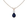 Blue Sapphire Teardrop Pendant with Diamond in Silver (6x4mm Blue Sapphire)