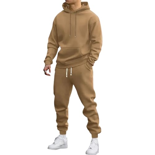 Listado de Chándales para Hombre - solo los mejores. 48 Conjunto de chándal para hombre, sudadera con capucha, conjuntos de 2 piezas, chándal deportivo para correr, conjuntos deportivos casuales, color camello mediano