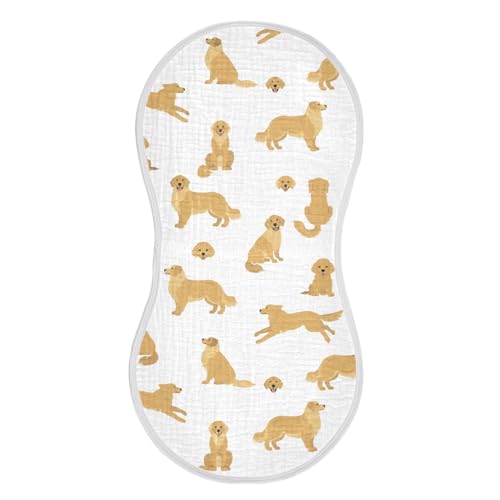 vvfelixl Baby Burp Cloths Golden Retriever Dogs Baby Newborn Cotton Burping Cloths Set Baby Washcloths 4 Pack