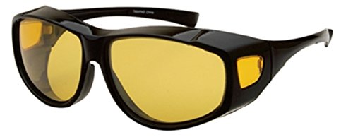 Yellow Night Vision Driving Fit Over Glasses Wear Over Eyeglasses