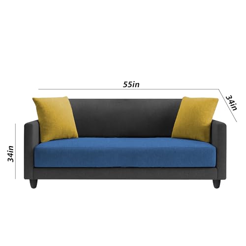 Image of Casaliving Dominic 3 + 2 Seater Sofa Set for Living Room (Blue Black) Premium Fabric Sofa