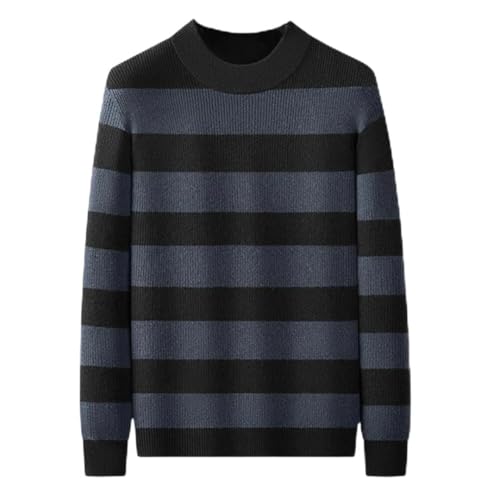 Men Wool Striped Pullover Sweater Long Sleeve Crew Neck Loose Thick Warm Casual Jumper