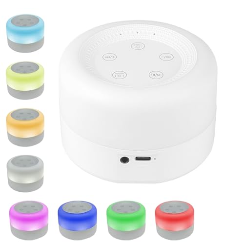 Machine à bruit blanc portable, veilleuse 8 couleurs et 12 sons, lecture continue ou minuterie, rechargeable par USB, machine sonore de sommeil pour nouveau-né adulte, cadeau d'aide au sommeil pour