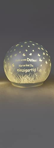 formano Frühlingsdekoration 1 Stück Deko-Kugel Licht 10cm mit Spruch und...