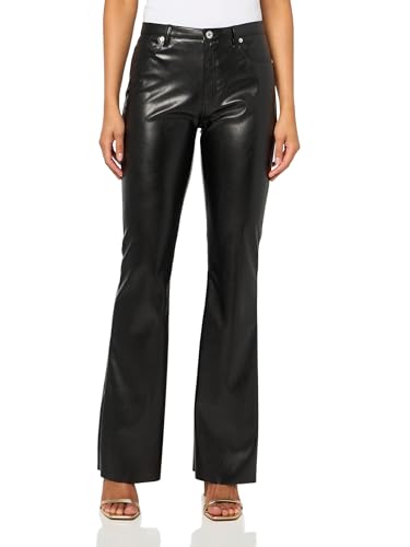 Pantalon décontracté noir brillant en similicuir coupe flared taille 30 mode femme