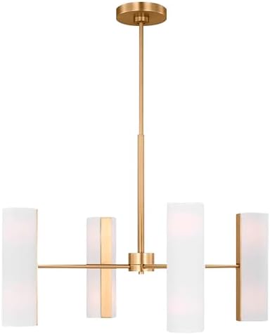 Scott Living 8-Light Capalino Modern Chandelier Satin Brass DJC1058SB, Modern Dining Room Light Fixture for Room Decor, Chandelier for Dining Room or Living Room Can Use LED Light Bulbs