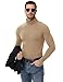 Poriff Men's Turtleneck Thermal Shirt Long Sleeve Fleece Lined Undershirts Warm Base Layer Winter Tops (Khaki S)