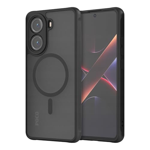 #ColaboraciónPagada<br>Magnética Funda para Xiaomi Poco X7 Pro 5G Compatible con MagSafe Carcasa PC TPU Translúcida Mate Trasera Antigolpes Resistente Arañazos Antihuellas para Xiaomi Poco X7 Pro 5G Negro