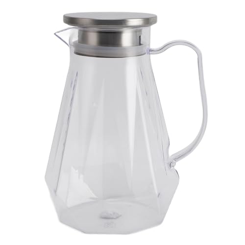Jarra de jugo, botella de agua de plástico transparente de 1500 ml con tapa, rayas verticales en forma de cono, material acrílico resistente al calor e inastillable, para bares, hogares (estilo 2
