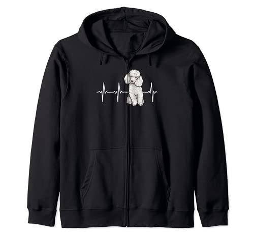 Poodle Heartbeat Dog Lover Zip Hoodie, Black, S