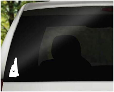 New Hampshire with Heart Vinyl Decal | White | Made in USA by Foxtail Decals | for Car Windows, Tablets, Laptops, Water Bottles, etc. | 2.3 x 4.5 inch - Image 2