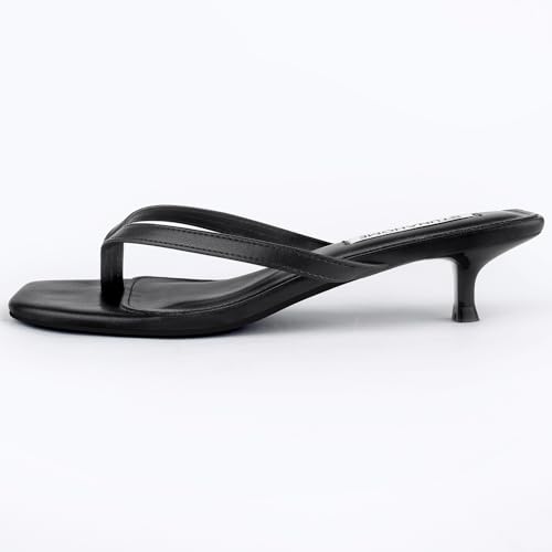 Image of STUNAHOME Kitten Heels Sandals for Women Cute Summer Square Open Toe 1.4 Inches Comfortable Thong Flip Flop Heels