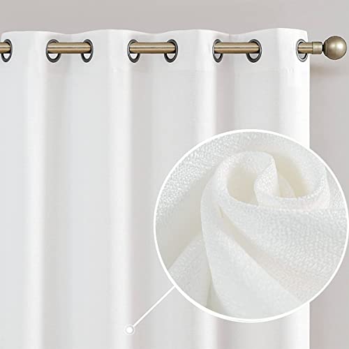 Image of White Curtains 84 Inches Long - Gromment Linen Look Light Filtering Semi Sheer Curtains for Bedroom Window Treatments, 2 Panels, 52 x 84 Inch
