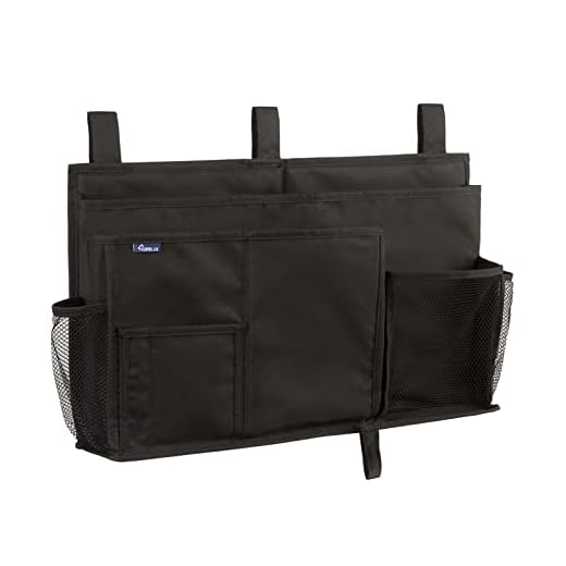 Surblue Bedside Caddy Hanging Bed Organizer Storage Bag Pocket for Bunk and Hospital Beds, College Dorm Rooms Baby Bed Rails,Camp (8 Pockets),Black