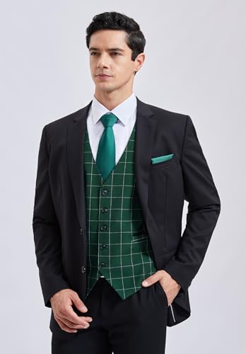 Image of Enlision Men's Suit Vest Business Formal Dress Waistcoat Solid Color Vest for Suit or Tuxedo