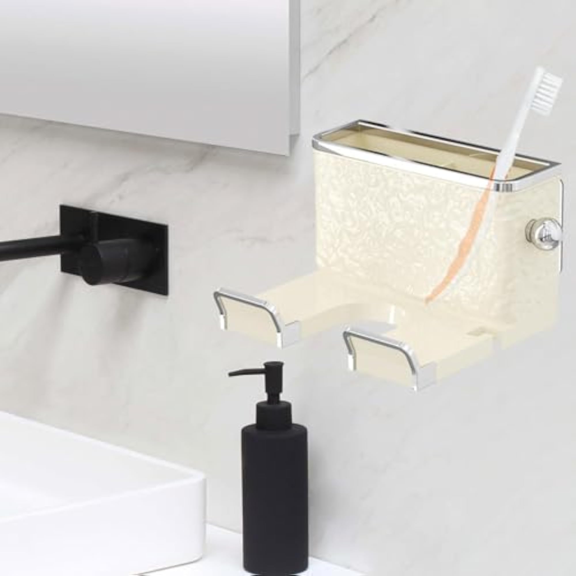 Wall Mounted Hair Dryer Rack for Hair Tools, Beige