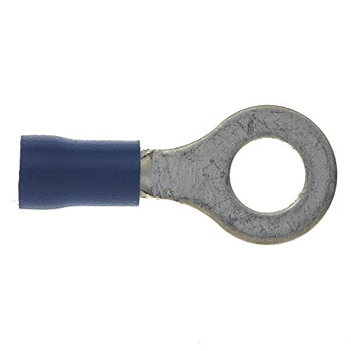 Ring Crimp Terminal - Pack of 100, Blue, 6mm, 30A, 16-14 AWG - Heat Shrink Connectors, Tinned Copper, Insulated Wire Terminals - Image 4