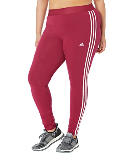 adidas Women's Designed 2 Move High-Rise 3-Stripes 7/8 Sport Tights Leggings, Legacy Burgundy/White, XS