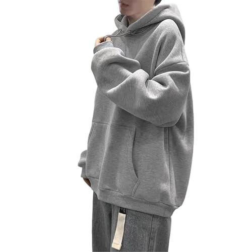 Sudadera con capucha holgada contra el frío de invierno estilo coreano gris claro XS