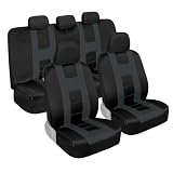 BDK carXS Charcoal Gray Two-Tone Car Seat Covers with Matching Back Seat Cover, Made...