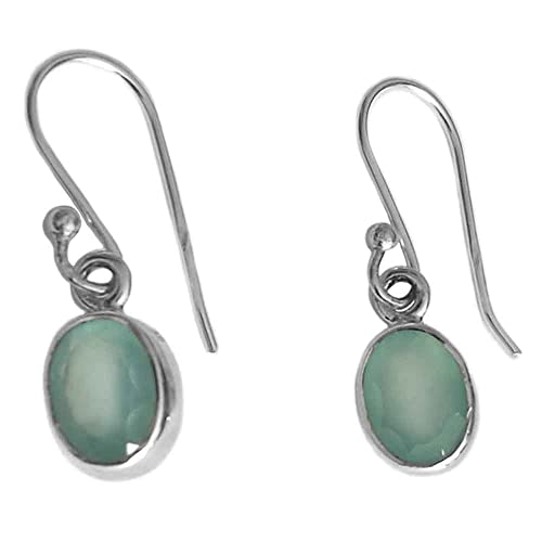 Pendentifs d'oreilles calcédoine verte Le Luft en argent 925 de haute joaillerie