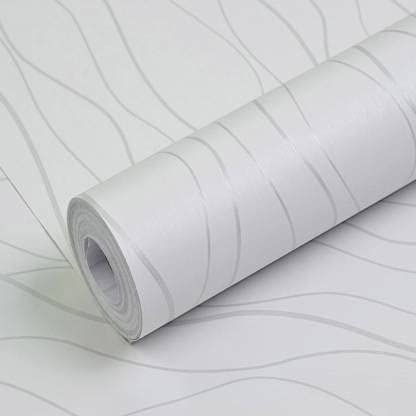 HARISWARUP 3011 PVC Waves Peel and Stick Self Adhesive Wallpaper for Home Decor Waterproof Wall Sticker for Bedroom Living Room Office Hotels (White)