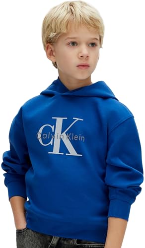 Calvin Klein Light Monologo Hoodie Ib0ib02615 Sudadera con Capucha, Blue (Admiral Blue), 14 años para Niños