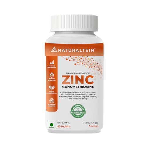 Image of NATURALTEIN Zinc Monomethionine (60 Tablets) + Magnesium Glycinate 1200mg (60 Tablets) | High Absorption Zinc & Magnesium Combo | Muscle Recovery, Sleep, Immunity & Stress Support