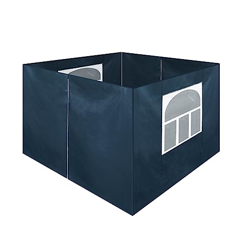CLIPOP Pavillon Seitenteile, 4 Panel Ersatz Seitenwände für 2x2M Pavillons Baldachin, Wasserabweisende Pavillonvorhänge mit 2 Fenster und 2 Reißverschluss