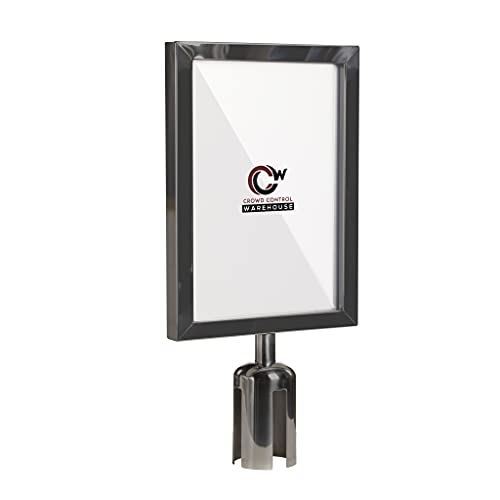 Crowd Control Warehouse Moldura de sinalização Stanchion, aço inoxidável acetinado vertical de 21 x