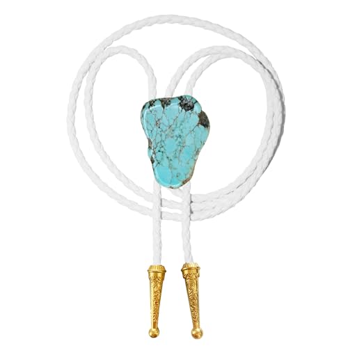 Image of Daisy Del Sol Gemstone Bolo Tie Braided Vegan Faux Leather Natural Stone Gold Handmade Necklace Adjustable Boho Western Jewelry