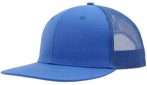 Image of Flat Bill Snapback Mesh Hats | Fits OSFM & XXL Big Head | Blank Solid Color Adjustable Trucker Hat for Men