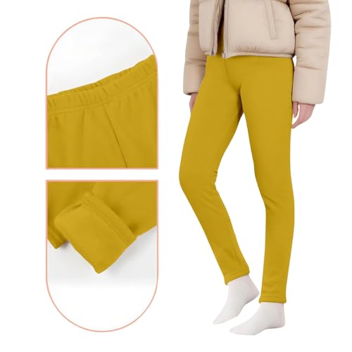 Girls Fleece Leggings Casual Classic Skinny Pants High Waisted Solid Color Stretchy Trousers3