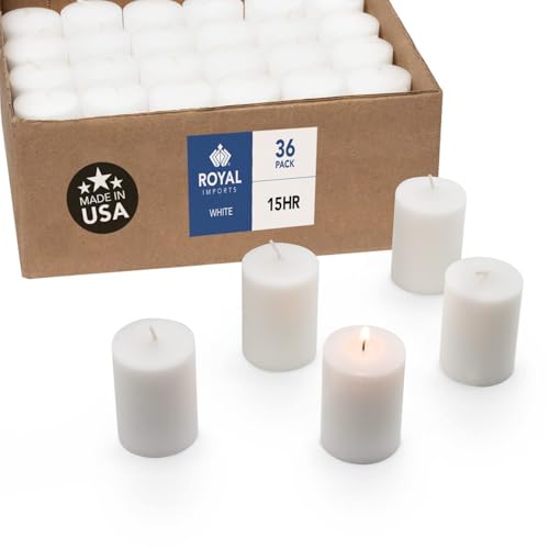Royal Imports Votive Candle, Unscented Wax for Wedding, Birthday, Party, Spa, Holiday & Home Decoration (36, White, 15 Hour)