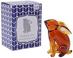 Glass Stargazing Hare Ornament | Brown | Gift Boxed | Collectable | Decorative | Home Accessory | Gift | Glass Animals by CGB Giftware | GB06039
