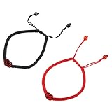 Yardenfun Pulsera de Ajustable 2 Piezas Nudo Concéntrico, Cuerda Roja y Negra, 17 Cm y 18 Cm, Pulsera Conmemorativa Trenzada Hecha a Mano para Aniversario y San Valentín