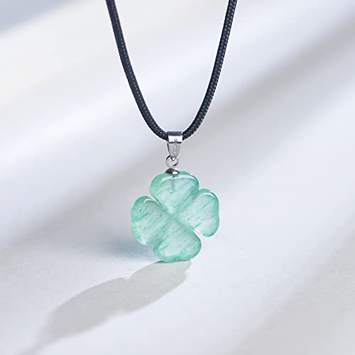 Istone Four Leaf Clover Necklace,Made With Green Aventurine For Faith Hope Love And Luck 18 Inch Rope Chain St. Patrick's Day #TOP4