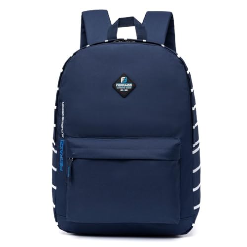 Mochila Ferrazzi Casual Resistente Moderna Espaçosa Listras Cores (Azul)