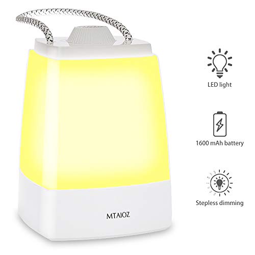 Veilleuse LED - Veilleuse Portable - Lampe de Chevet Rechargeable avec Bouton de Commande, Jusqu'à 12 Heures d'Autonomie, Convient pour étude, Chambre à Coucher, Extérieur, Camping