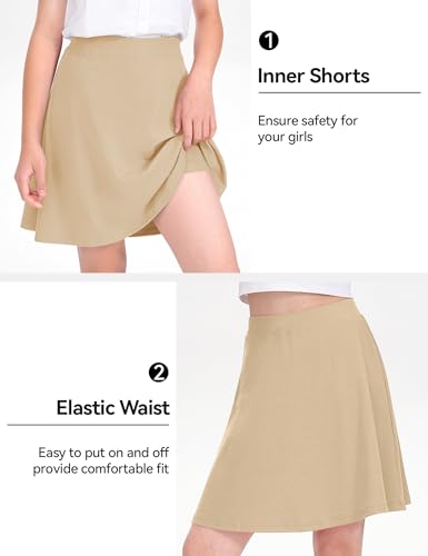 Image of KEREDA Girls Uniform Skirts with Undershorts Casual Stretchy School Skorts