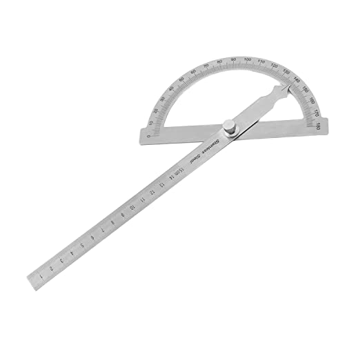 Transportador de ángulos de acero inoxidable 180° con brazo ajustable miniatura 1