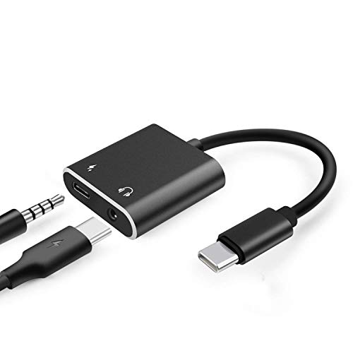 YFOX Adaptador de Auriculares Tipo C Adaptador 2 en 1 Conector de Auriculares de 3,5 mm y Adaptador de Carga para Huawei P30/P20/Mate 10,Xiaomi 9/8/6/MIX 2(Negro) Cover
