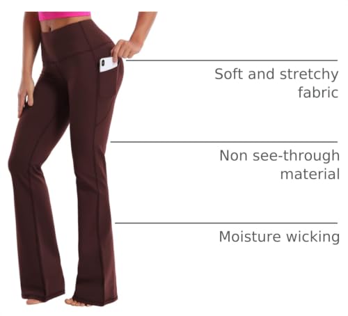 Image of BUBBLELIME Women Out Pockets High Waist Bootlegs Tummy Control Yoga Flared
