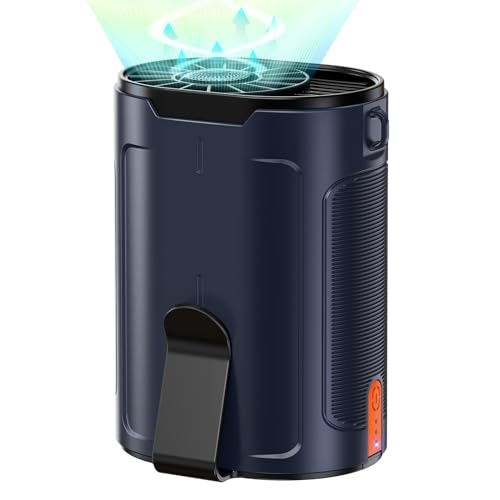 2026 AI Portable Fan Rechargeable, 4 Speeds 6600RPM Strong Airflow, Personal Waist Fan with up to 25H of Working Time, Hanging Neck Fan, Wearable Belt Fan for Camping, Outdoor, Jobsite - Blue